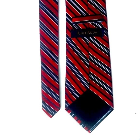 CLUB ROOM Silk Tie Red White and Blue Striped - Picture 4 of 7